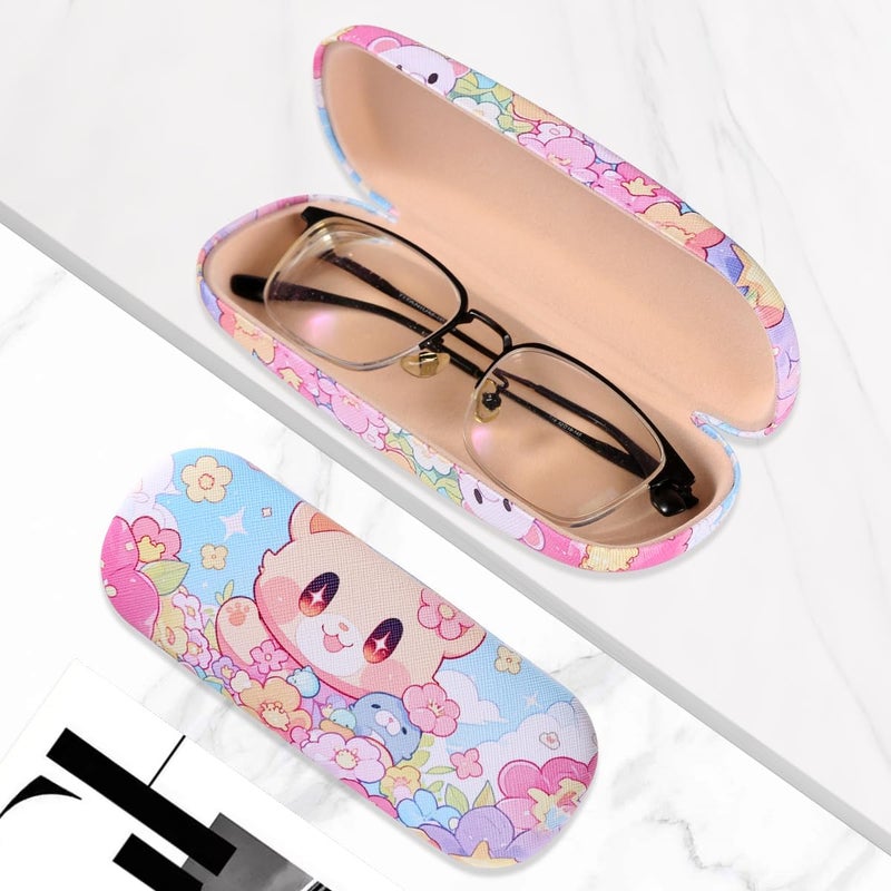 PERFECTSIGHT Store Hard Shell Eyeglasses Case, PU Leather Protective Glasses Case, Cute Eyeglass Case for Women Men Girls - Image 5